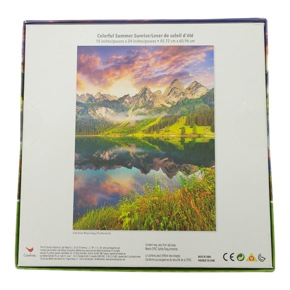 Cardinal Colorful Summer Sunrise 500 Piece Jigsaw Puzzle Landscape Mountain Lake - Picture 2 of 8